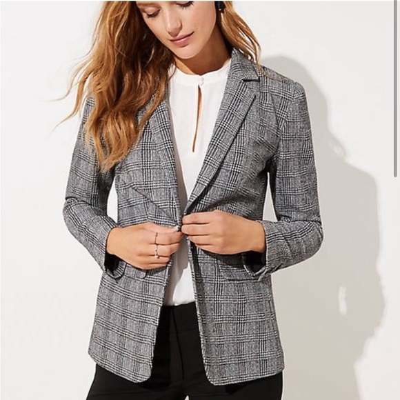 NWOT! LOFT Plaid Long Modern Blazer - Picture 4 of 8